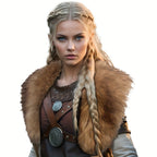 Women's shoulder collar made of faux fur with leather straps and metal fittings Fashion Glam