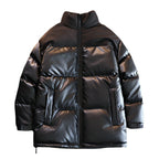 Unisex Padded Oversize Quilted Jacket with Stand-up Collar and Concealed Zipper Fashion Glam