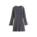 Women's Ribbed Knit Dress with Flared A-Line and Wide Cuffs Fashion Glam