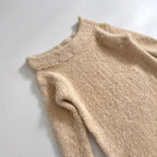 Women's Fuzzy Knit Sweater with Off-the-Shoulder Neckline and Lace Trim Fashion Glam