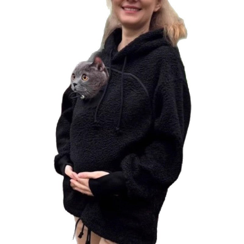 Women’s hoodie with integrated cat cave and extra soft fleece Fashion Glam