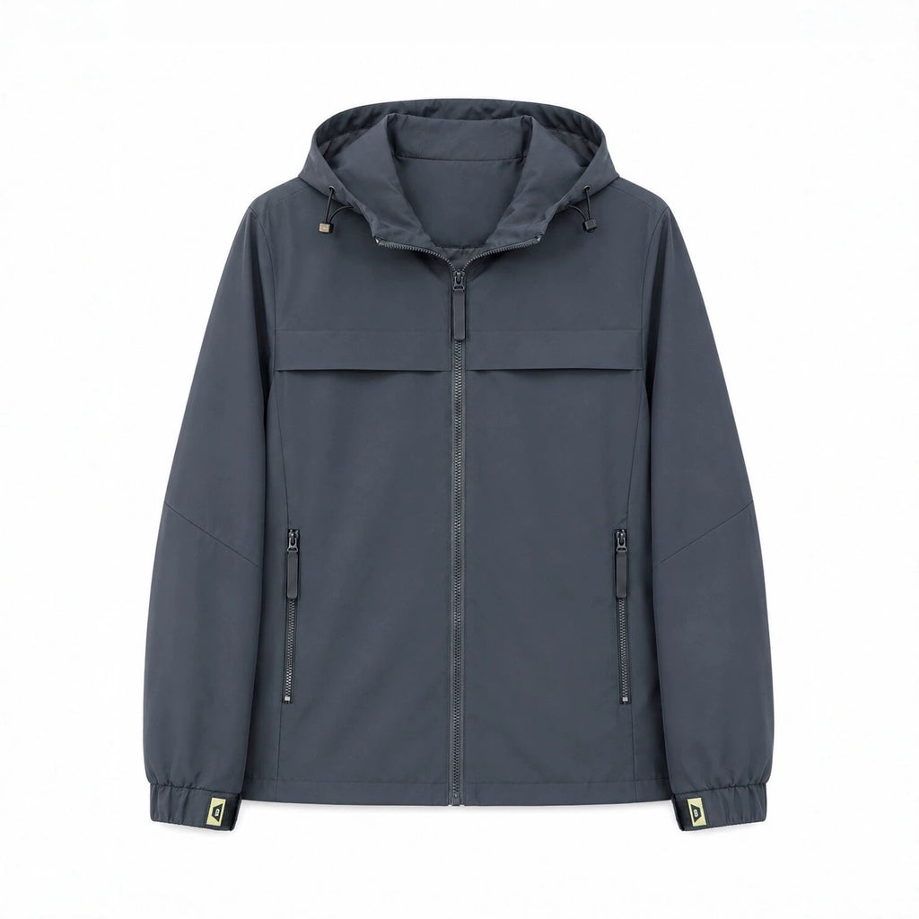 Men's lightweight water-repellent hooded softshell jacket with zip pockets Fashion Glam