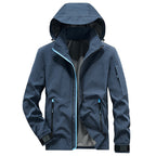 Men's Breathable Softshell Outdoor Jacket with Hood, Welded Seams and Sleeve Pocket Fashion Glam
