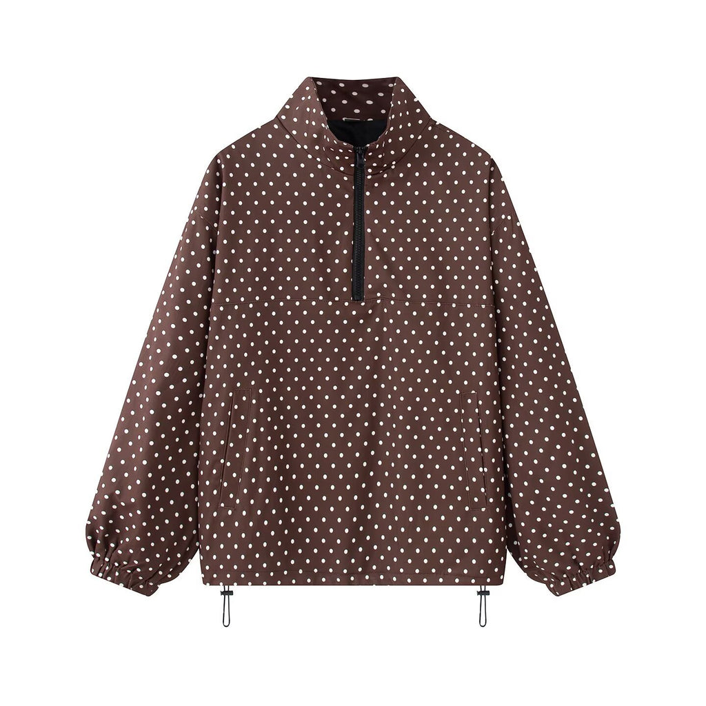 Women's lightweight dotted anorak with half zipper and drawstring Fashion Glam