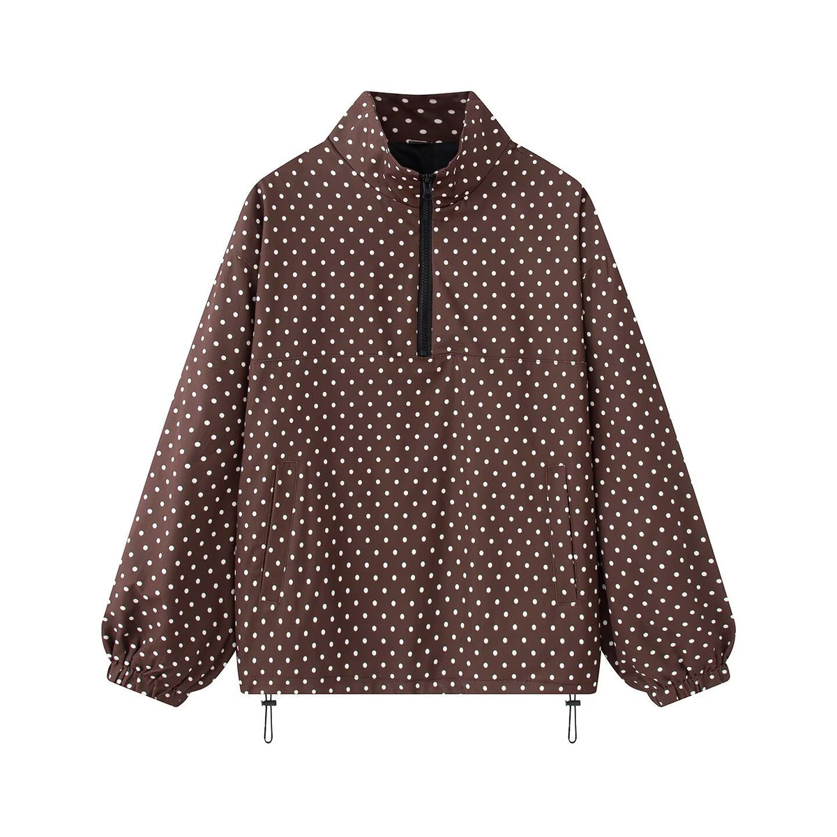 Women's lightweight dotted anorak with half zipper and drawstring Fashion Glam