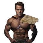 Men's decorative leather chest harness with removable faux fur shoulder pads Fashion Glam
