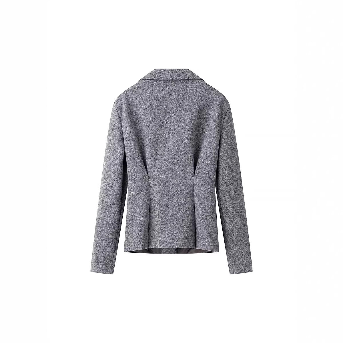 Women's Tailored Wool Blend Suit with Short Blazer and Pleat-Like Midi Skirt Fashion Glam