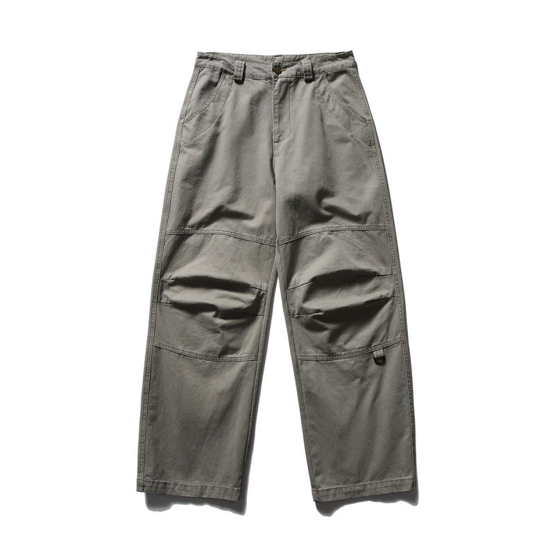 Men's Loose Utility Cargo Pants in Workwear Style with Knee Inserts and Patch Pockets Fashion Glam