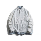 Men's layered look overshirt with patch front pockets, loose fit and checked underlay Fashion Glam