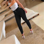 Women high-waisted shaping skinny jeans leggings with double button waistband Fashion Glam