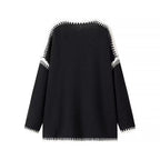 Women's Oversized Cardigan with Contrasting Crochet Edges Fashion Glam