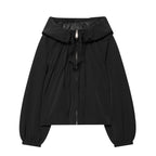 Women's lightweight cropped hoodie jacket with drawstring and zipper Fashion Glam