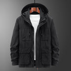 Men's Lightweight Outdoor Field Jacket with Hood, four patch pockets and concealed zipper Fashion Glam