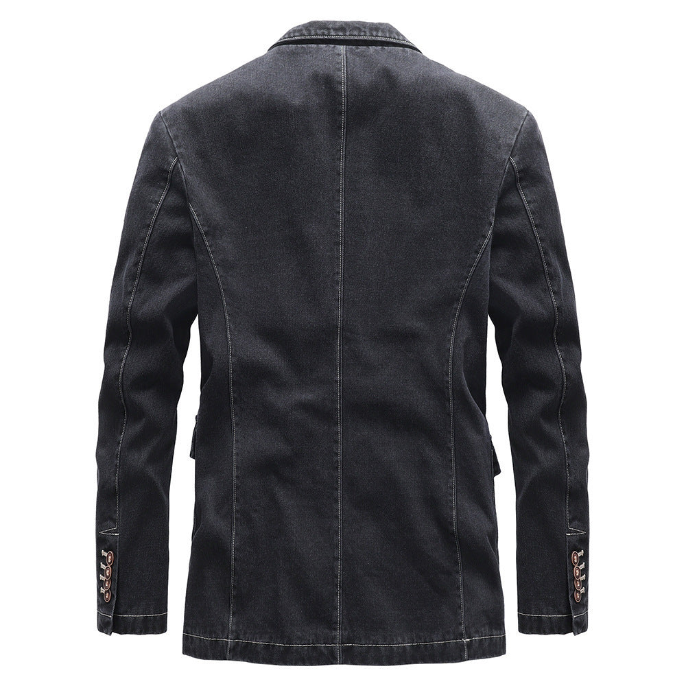 Men's Light Denim Blazer with Patches Fashion Glam