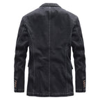 Men's Light Denim Blazer with Patches Fashion Glam