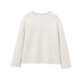 Women's Cozy Boucle Sweater with Round Neck and Straight Hem Fashion Glam