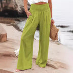 Airy women's pants with elastic waistband and wide-cut legs – Fashion Glam
