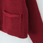 Ladies Light Open Hole Knit Cardigan with Decorative Buttons and Patch Pockets Fashion Glam