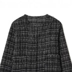 Women's Boxy Tweed Jacket in Boucle Look with Concealed Button Placket and Boxy Silhouette Fashion Glam