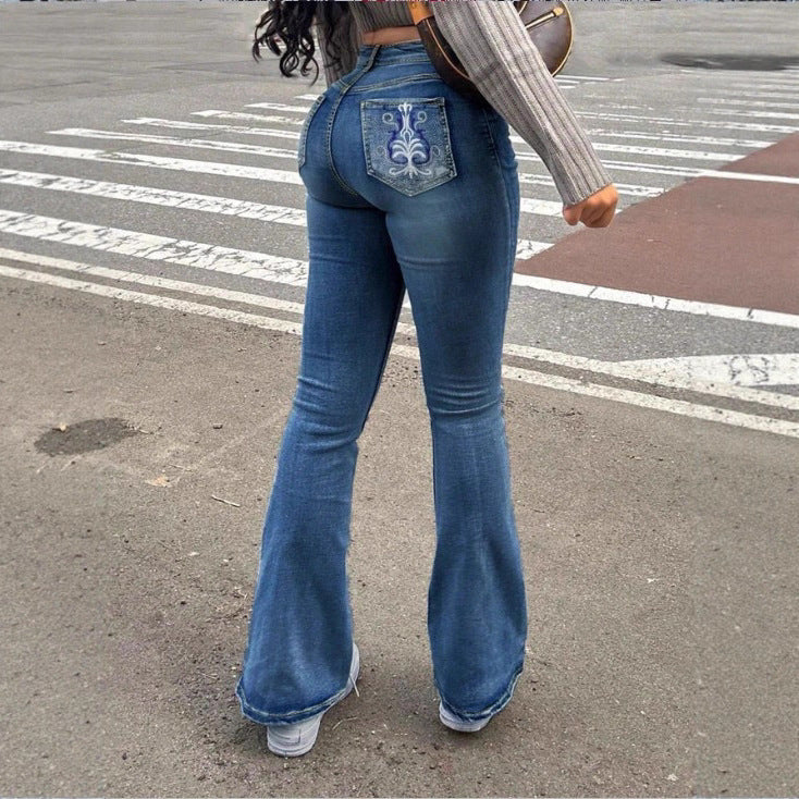 Women's High-Waisted Bootcut Jeans with Shaping Waistband and Slight Flare Fashion Glam