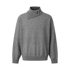 Unisex Boxy-Troyer with asymmetric funnel neck and snap button placket Fashion Glam