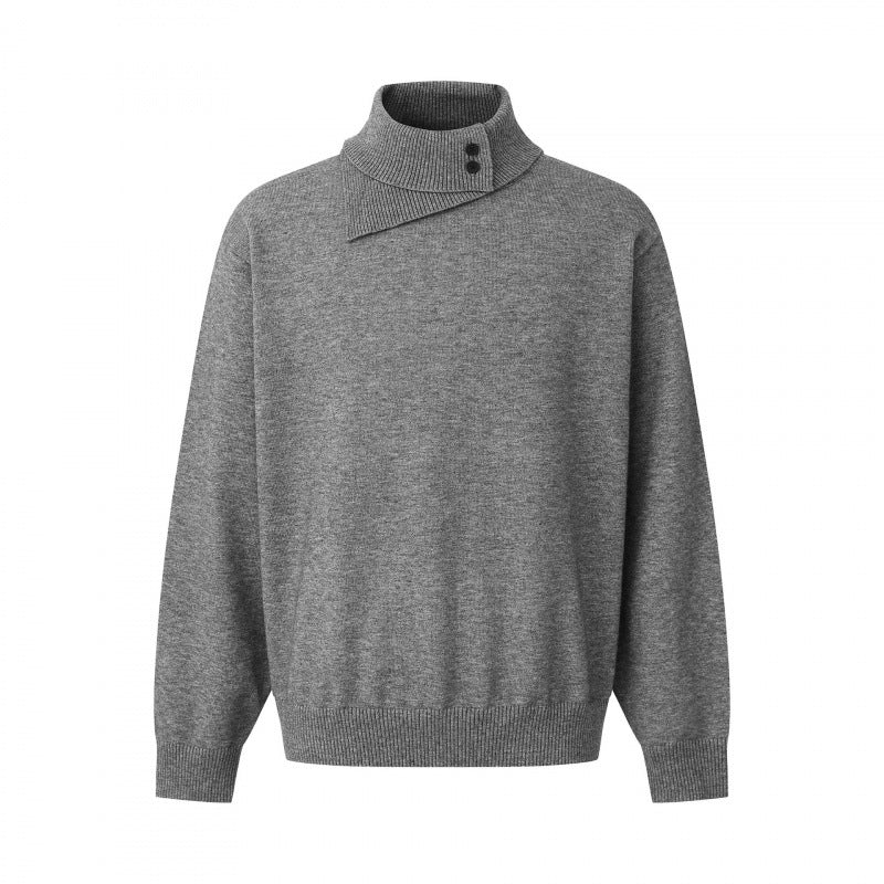 Unisex Boxy-Troyer with asymmetric funnel neck and snap button placket Fashion Glam