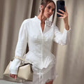Women's Tailored Blazer Jacket with Corset Effect, Peplum and Stand-Up Collar Fashion Glam
