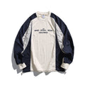 Unisex Loose-Fit Retro Sporty Long Sleeve Shirt with Contrast Panels and Drawstring Hem Fashion Glam