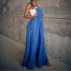 Ladies Wide Overalls in Palazzo Style with Adjustable Straps Fashion Glam