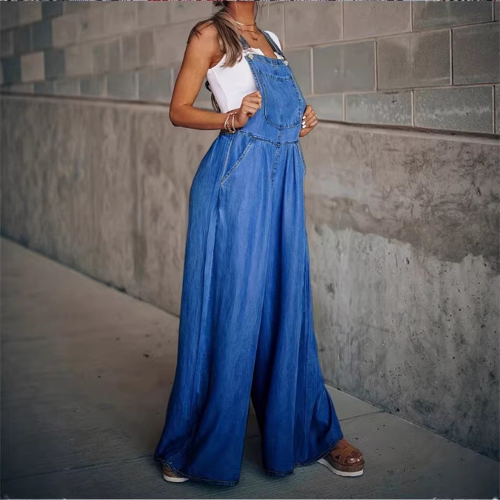 Ladies Wide Overalls in Palazzo Style with Adjustable Straps Fashion Glam