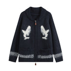Women’s cardigan with zipper, shawl collar and whale intarsia Fashion Glam