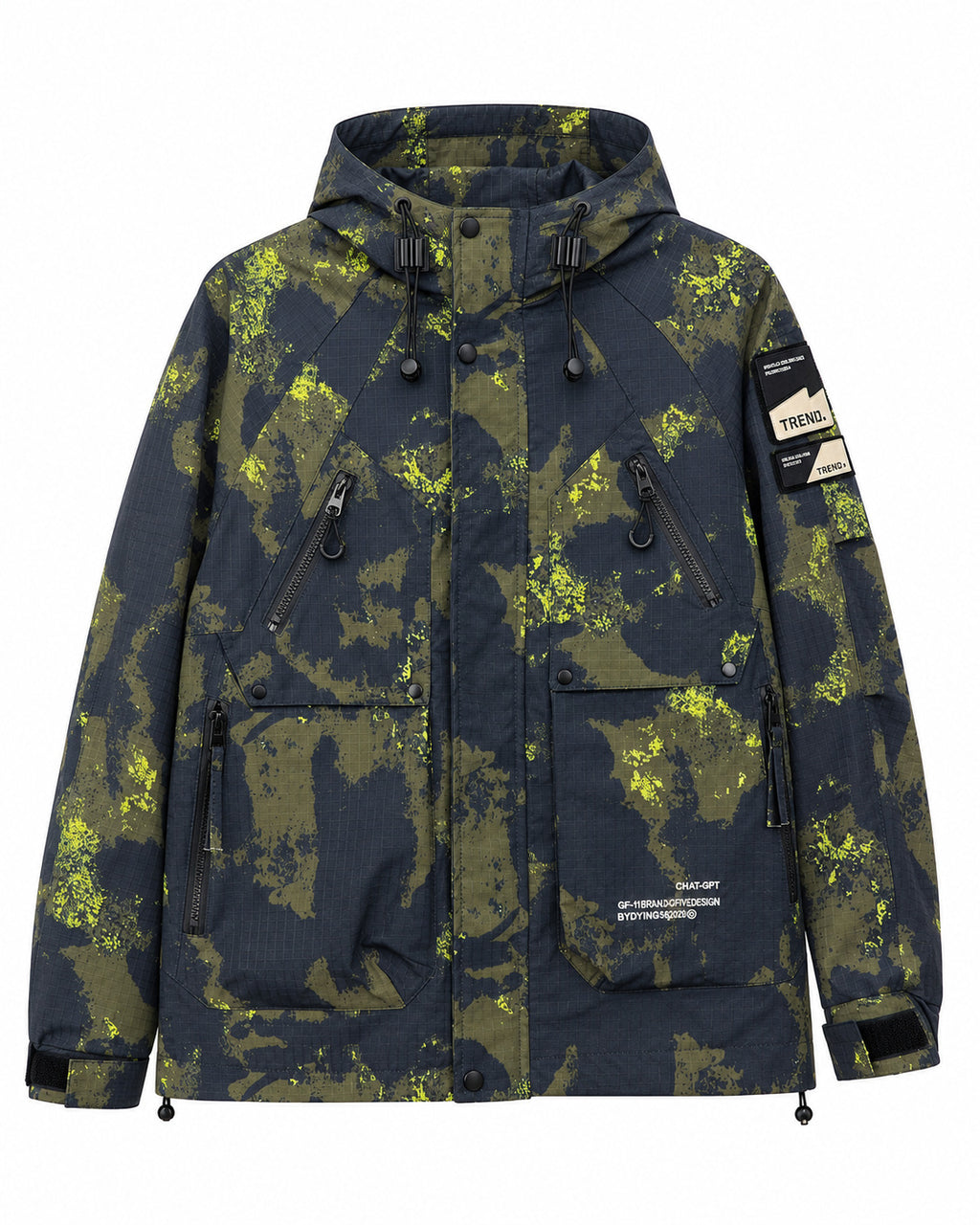 Men's Technical Camouflage Parka with Hood and Ripstop Outer Material Fashion Glam