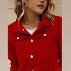 Women's fitted short denim jacket in trucker style with flap pockets Fashion Glam