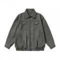 Unisex Boxy Jeans Jacket in Worker Look with Full Zipper, Shirt Collar, and Elastic Hem Fashion Glam