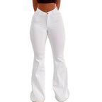 Women’s High-Waist Flared Trousers made of Stretch Denim with a Figure-Hugging Hip Fit Fashion Glam