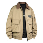 Men's Outdoor Bomber Jacket with Cord Collar and Multifunction Pockets Fashion Glam