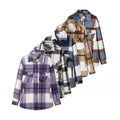 Women's Checked Overshirt in Shacket Style with Patch Chest Pockets and Soft Flannel Look Fashion Glam