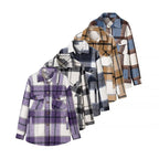 Women's Checked Overshirt in Shacket Style with Patch Chest Pockets and Soft Flannel Look Fashion Glam