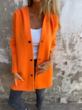 Women's Hoodie Coat with Snap Buttons and Oversized Silhouette Fashion Glam