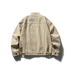 Men's Boxy Canvas Jacket with Stand-Up Collar, Zipper and Seam Panels Fashion Glam