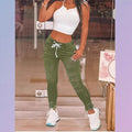 Women's waist-accentuated denim joggers with drawstring, ripped details & sculpting effect Fashion Glam