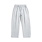 Women's Wide High-Waist Cropped Jeans with Visible Button Placket, Raw Hem and Utility Seams Fashion Glam
