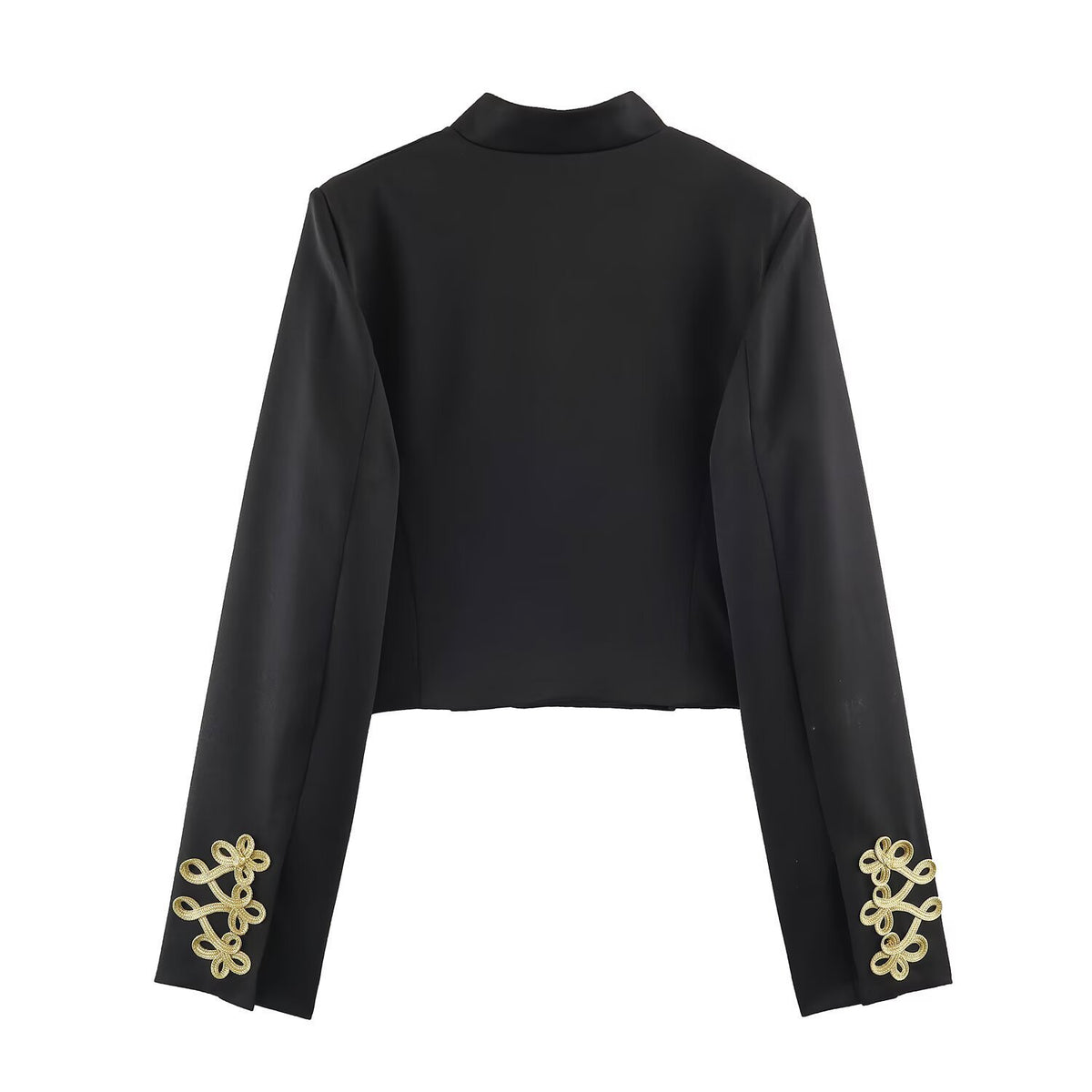 Women's short military-style jacket with gold trim and stand-up collar Fashion Glam