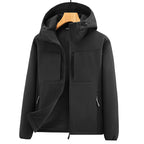Men's Thermo Softshell Jacket with Sherpa Lining, Hood and Concealed Zipper Pockets Fashion Glam