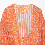 Women's maxi dress with floral print, deep round neckline and drawstring waist Fashion Glam