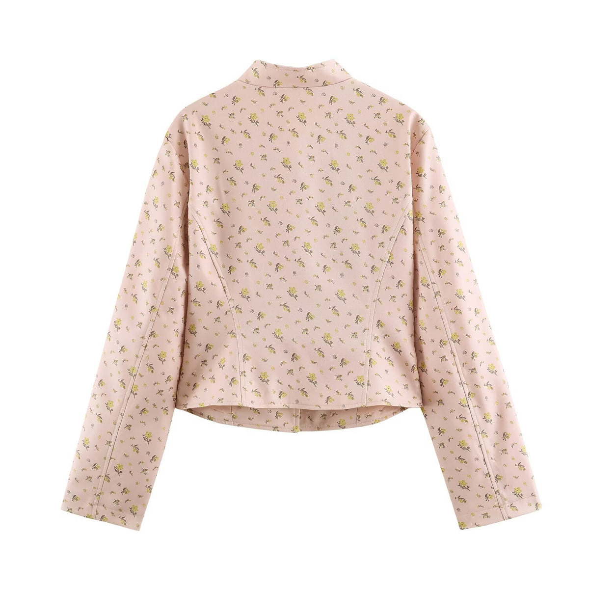 Women's Tailored Short Jacket with Decorative Lacing and Stand-Up Collar Fashion Glam