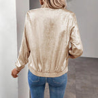 Women's Shiny Bomber Jacket Fashion Glam