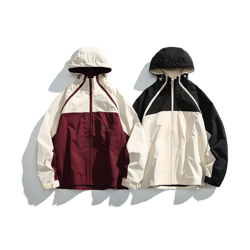 Unisex Lightweight two-tone wind and rain jacket with hood, water-repellent shell and adjustable hem Fashion Glam