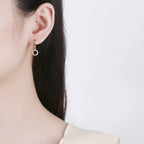 Women's earrings with sparkling circle pendant Fashion Glam