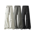 Men's Wide Cargo Pants with Drawstring Waistband, Utility Seams and Zip Pockets Fashion Glam